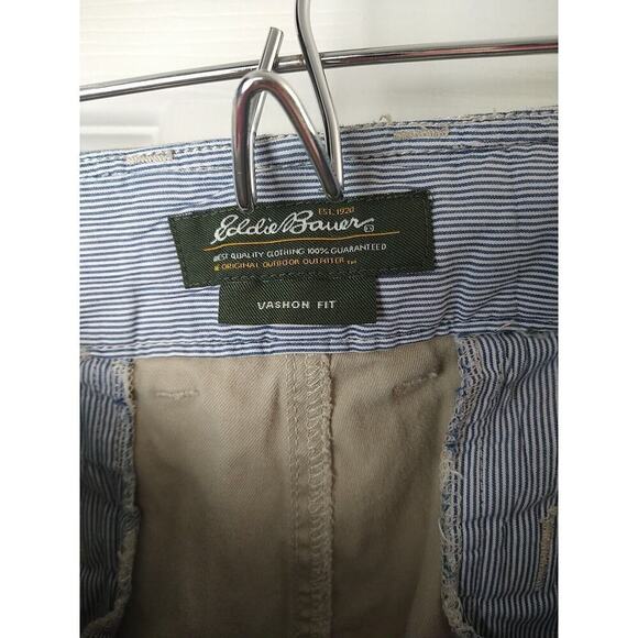 Eddie Bauer Vashon Fit Tan Wide Leg Pocket Zip Slit Capri Pant Size 40" Waist - Picture 7 of 12